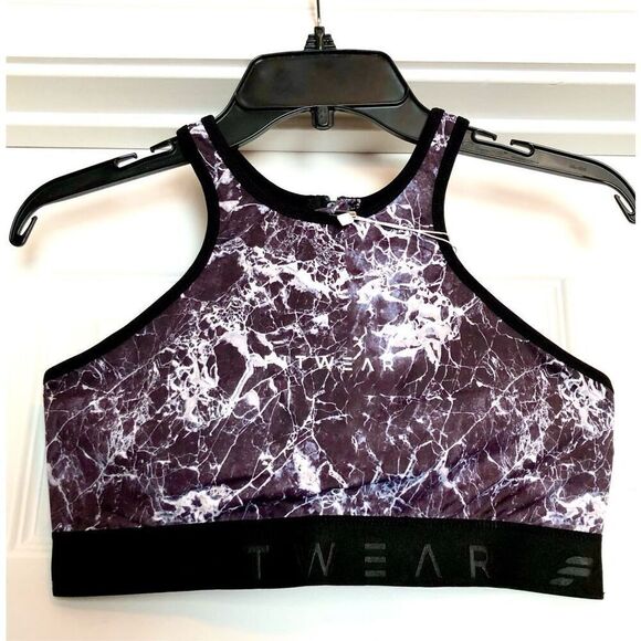 FITWEAR FASHION - NWT L Sz 12 “Grace” Crop Top w/Zippered Back/Marble/Black Trim - Picture 15 of 16